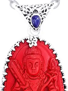 Exotic India Manjushri Buddha with Lapis Lazuli Sterling Silver Pendant