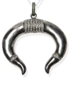 Exotic India Sterling Silver Bull Horn Pendant