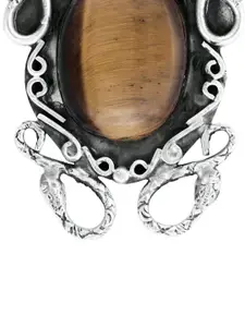 Exotic India Tiger Eye Stone Sterling Silver Pendant