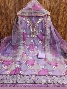 KALINI Floral Embroidered Organza Unstitched Dress Material