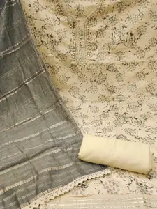 KIMISHA Abstract Printed Beads and Stones Unstitched Dress Material