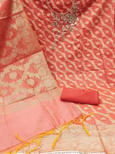 KIMISHA Floral Woven Design Beads and Stones Unstitched Dress Material