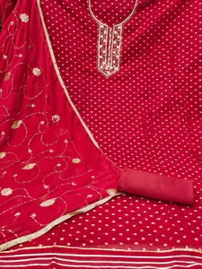 KIMISHA Ethnic Motifs Woven Design Beads and Stones Unstitched Dress Material