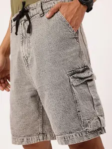 Kook N Keech Men Modern Grunge Cargo Denim Shorts