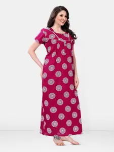 Be You Ethnic Motifs Printed Maxi Nightdress