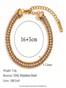 AQUASTREET 18K Gold Plated Waterproof Antitarnish Three Layer Zircon Bracelet