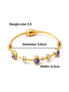 AQUASTREET 18K Plated Waterproof Antitarnish Evil Eyes Rhinestone Beads String Bracelet