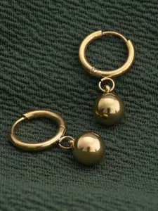 PALMONAS Gold-Plated Stainless Steel Orb Hoop Earrings