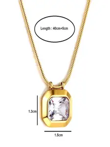 AQUASTREET 18K Gold Plated Waterproof Antitarnish White Zircon Pendant