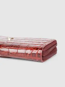 Hidesign Women ANGARA Croc Textured Leather Zip Around Wallet