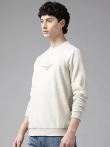 Van Heusen Sport Logo Printed Textured Pullover Sweatshirt