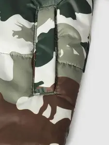 max Boys Floral Polyester Crop Padded Jacket with Patchwork