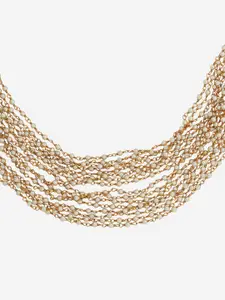 Kushal's Fashion Jewellery 92.5 Pure Silver Gold-Plated Temple Necklace