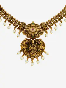 Kushal's Fashion Jewellery Copper Gold-Plated Artificial Beads Antique Necklace