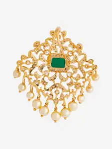 Kushal's Fashion Jewellery Gold-Plated Cubic Zirconia Studded Floral Pendant