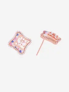 Kushal's Fashion Jewellery Rose Gold-Plated CZ-Studded Pendant and Earrings