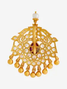 Kushal's Fashion Jewellery Gold Plated 92.5 Pure Silver Artificial Stones Temple Pendant