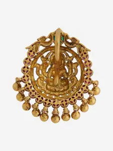 Kushal's Fashion Jewellery Embellished Bridal Gold Plated 92.5 Pure Silver Temple Pendant