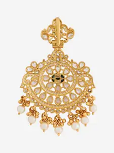 Kushal's Fashion Jewellery Embellished Bridal 92.5 Silver Gold-Plated Stone Pendant