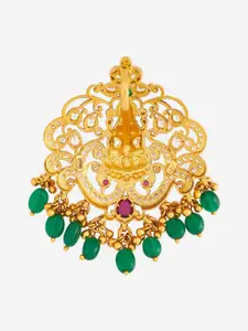 Kushal's Fashion Jewellery Embellished Bridal 92.5 Silver Gold-Plated Temple Pendant