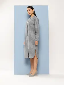 Chemistry Striped Mandarin Collar Mandarin Collar Shirt Dress