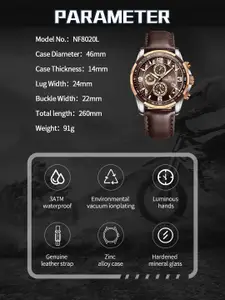 Naviforce Men Dial & Leather Straps Analogue Multi Function Watch NF8020L RGCED.BN