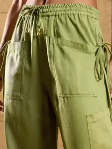 SASSAFRAS Twill Corset Top With Cargo Pants