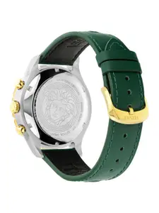 Versace Men Brass Dial & Leather Straps Analogue Watch VEPCA0224