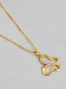 Carlton London 18kt Gold-Plated Butterfly Shaped CZ Pendant with Chain