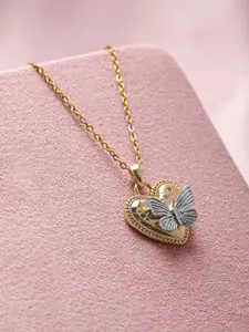 Rubans 18K Gold Plated Stainless Steel Tarnish-Free Waterproof Demi-Fine Heart Necklace