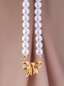 Rubans 18K Gold Plated Stainless Steel Tarnish-Free Waterproof Demi-Fine Pearl Necklace