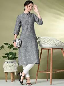 GLOWWORLD Paisley Printed Mandarin Collar Pure Cotton A-Line Kurta