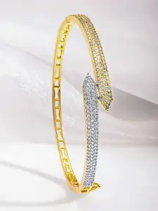 Rubans 22K Gold Plated Cubic Zirconia Bangle-Style Bracelet