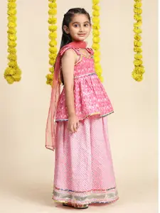 Cutiekins Girls Printed Cotton Ready to Wear Lehenga & Blouse With Dupatta