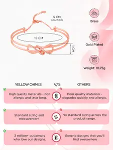 Yellow Chimes Rose Gold-Plated Crystals Charm Bracelet