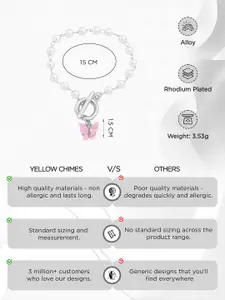 Yellow Chimes Rhodium Plated Pearls  Charm Bracelet