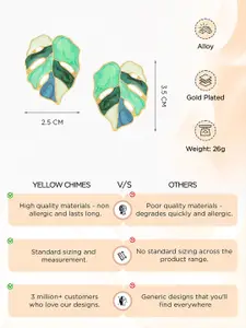 Yellow Chimes Gold Plated Leafy Shaped Studs