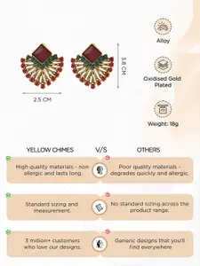 Yellow Chimes Gold-Plated Crystal Studded Studs