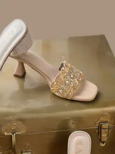 CAI Serenade Embellished Open Toe Block Heels