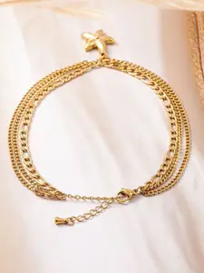 Rubans 18K Gold Plated Stainless Steel Tarnish-Free Waterproof Demi-Fine Starfish Anklet