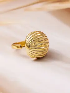 Rubans 18K Gold-Plated Dome-Shaped Statement Adjustable Finger Ring