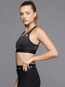 ADIDAS Brand Logo Detail Medium Coverage Lightly Padded Pwrct Ms Zip Training Bra