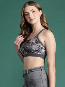 DressBerry Abstract Printed Full Coverage Lightly Padded Workout Bra