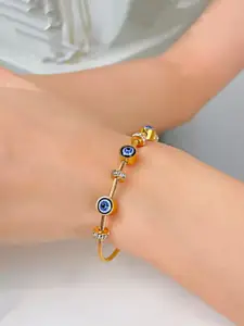 V FASHION JEWELLERY Gold-Plated Cubic Zirconia Bangle-Style Bracelet