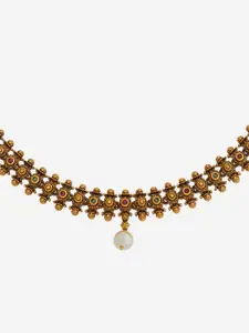 Kushal's Fashion Jewellery Gold Plated Artificial Stones Antique Necklace