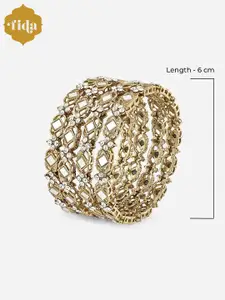 Fida Set of 4 Gold Plated Kundan Studded Mirror Bangles