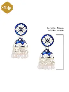 Fida Silver-Plated Pearls Beaded Dome Shaped Jhumkas