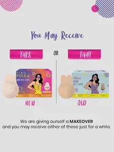 PINQ POLKA Reusable Breast Lift Cup A-B Cup Size Adhesive Stick On Bra For Women Nude 2 Pc