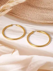 Rubans Voguish Rubans 18K Gold Plated Stainless Steel Tarnish-Free Waterproof Demi-Fine Hoop Earrings