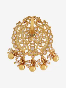 Kushal's Fashion Jewellery Embellished Bridal 92.5 Silver Gold-Plated Circular Pendant
